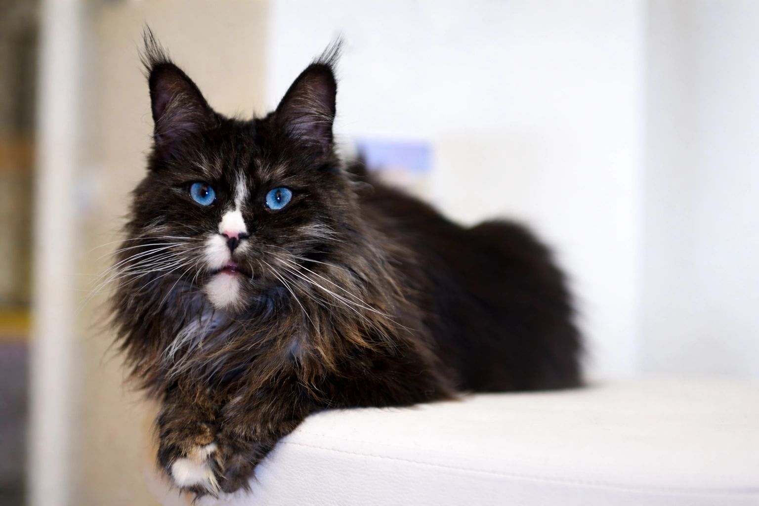 Black and white kitten with blue eyes